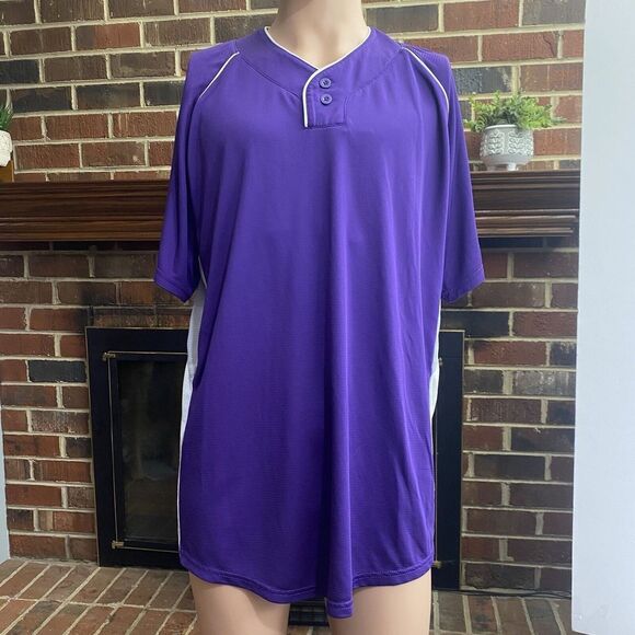 Wilson Men Sporting Goods Double Bar Mesh 2-Button Jersey Adult Sz L Purple Used - Picture 2 of 15